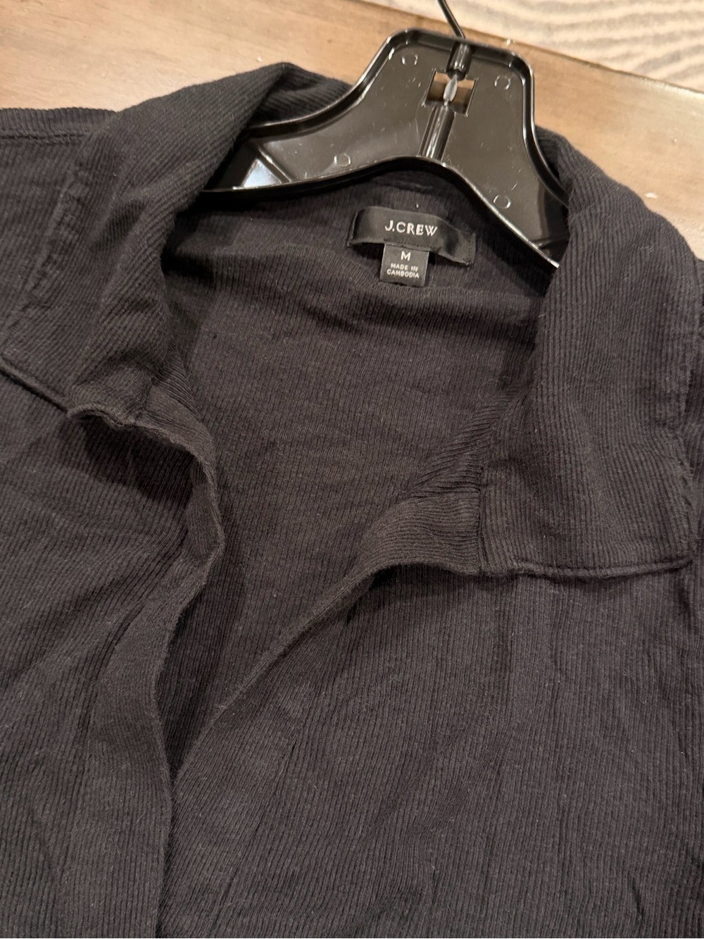 J. Crew Women's Soft Long-Sleeve Ribbed Black Polo T Shirt V-Neck Top #447 - Picture 7 of 10